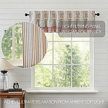 Load image into Gallery viewer, Kaila Ticking Blue Ruffled Valance 16x72