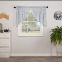 Load image into Gallery viewer, Sawyer Mill Blue Ticking Stripe Prairie Swag Set of 2 36x36x18
