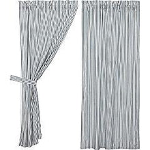 Load image into Gallery viewer, Sawyer Mill Blue Ticking Stripe Short Panel Set of 2 63x36