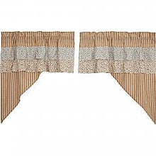 Load image into Gallery viewer, Kaila Ticking Gold Ruffled Swag Set of 2 36x36x16
