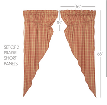 Load image into Gallery viewer, Sawyer Mill Red Plaid Prairie Short Panel Set of 2 63x36x18