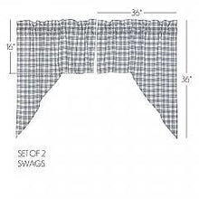 Load image into Gallery viewer, Sawyer Mill Blue Plaid Swag Set of 2 36x36x16