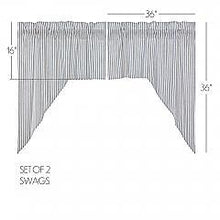 Load image into Gallery viewer, Sawyer Mill Blue Ticking Stripe Swag Set of 2 36x36x16