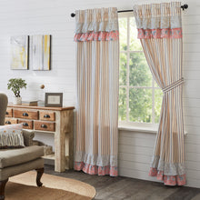 Load image into Gallery viewer, Kaila Ticking Blue Ruffled Panel Set of 2 84x40