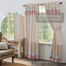 Load image into Gallery viewer, Kaila Ticking Blue Ruffled Panel Set of 2 84x40