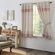 Load image into Gallery viewer, Kaila Ticking Blue Ruffled Short Panel Set of 2 63x36