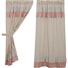 Load image into Gallery viewer, Kaila Ticking Blue Ruffled Short Panel Set of 2 63x36