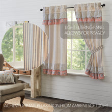 Load image into Gallery viewer, Kaila Ticking Blue Ruffled Short Panel Set of 2 63x36