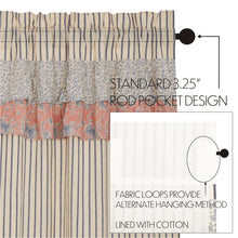 Load image into Gallery viewer, Kaila Ticking Blue Ruffled Short Panel Set of 2 63x36