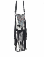 Load image into Gallery viewer, Dakota Drift Hairon Leather Bag In Ebony & White
