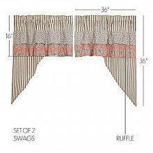Load image into Gallery viewer, Kaila Ticking Blue Ruffled Swag Set of 2 36x36x16
