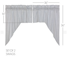 Load image into Gallery viewer, Sawyer Mill Blue Ticking Stripe Swag Set of 2 36x36x16
