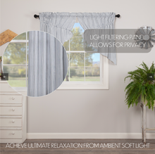 Load image into Gallery viewer, Sawyer Mill Blue Ticking Stripe Prairie Swag Set of 2 36x36x18