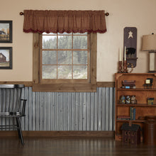 Load image into Gallery viewer, Black or Burgundy Check Scalloped Valance
