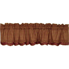 Load image into Gallery viewer, Black or Burgundy Check Scalloped Valance