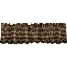 Load image into Gallery viewer, Black or Burgundy Check Scalloped Valance