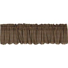 Load image into Gallery viewer, Black or Burgundy Check Scalloped Valance