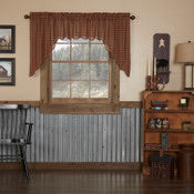 Load image into Gallery viewer, Black or Burgundy Check Scalloped Swag Curtain Set of 2