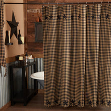 Load image into Gallery viewer, Black or Burgundy Star Shower Curtain