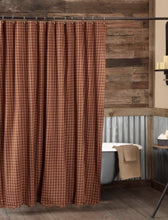 Load image into Gallery viewer, Black or Burgundy Check Shower Curtains