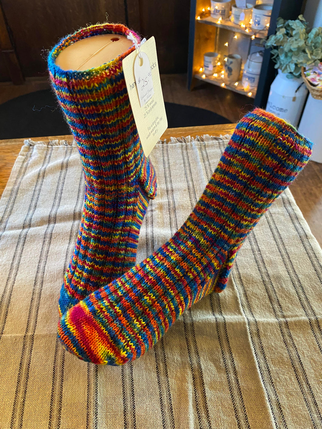 Hand knitted Wool Socks Warm Winter socks size 6.5