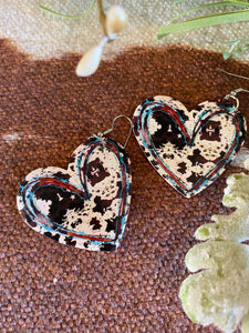 Faux Leather Heart Dangle Earrings 006