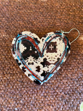 Load image into Gallery viewer, Faux Leather Heart Dangle Earrings 006
