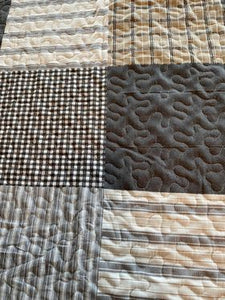 Brown Patchwork King size Quilt & 2 Pillow cases