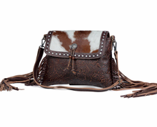 Load image into Gallery viewer, Carved Blossoms Leather &amp; Hairon Bag
