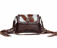 Load image into Gallery viewer, Carved Blossoms Leather &amp; Hairon Bag
