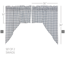 Load image into Gallery viewer, Sawyer Mill Blue Plaid Swag Set of 2 36x36x16
