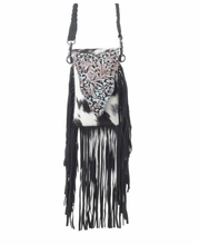 Load image into Gallery viewer, Dakota Drift Hairon Leather Bag In Ebony &amp; White
