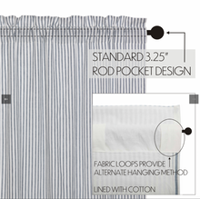 Load image into Gallery viewer, Sawyer Mill Blue Ticking Stripe Prairie Long Panel Set of 2 84x36x18
