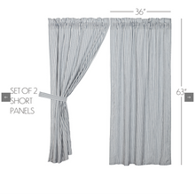 Load image into Gallery viewer, Sawyer Mill Blue Ticking Stripe Short Panel Set of 2 63x36
