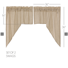 Load image into Gallery viewer, Sawyer Mill Charcoal Ticking Stripe Swag Set of 2 36x36x16
