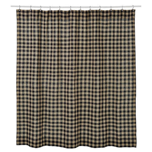 Burlap Black Check Shower Curtain