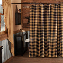 Load image into Gallery viewer, Burlap Black Check Shower Curtain
