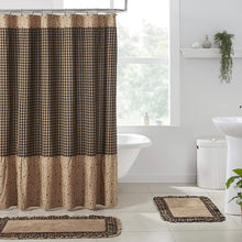 Load image into Gallery viewer, VHC Brands, Maisie Ruffled Patchwork Shower Curtains, Tan, 72x72
