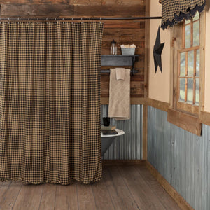 Black or Burgundy Check Shower Curtains