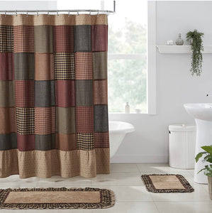 VHC Brands, Maisie Patchwork Shower Curtain, Tan, 72x72